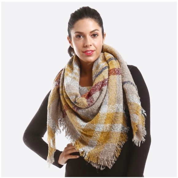 Love Of Fashion Accessories - Plaid Blanket Oversized Scarf